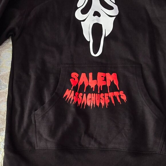 Halloween Salem Massachusetts Merch  black Scream mask  Hoodie Ghostface Scary M - Picture 3 of 11